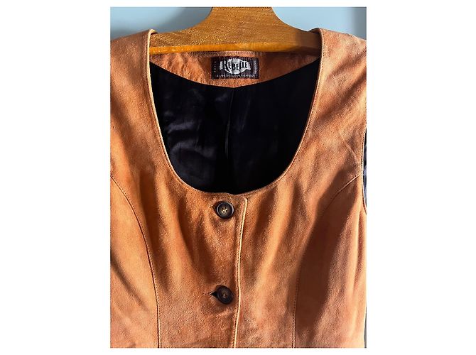 Autre Marque Rebelle ärmelloses Wildlederkleid Orange - Ansicht 2