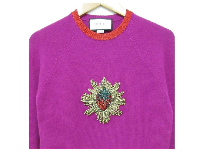 Gucci Strawberry Bijou Web Line Strickware Lila - Ansicht 3