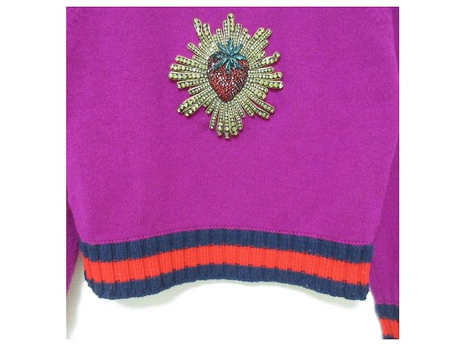 Gucci Strawberry Bijou Web Line Strickware Lila - Ansicht 5