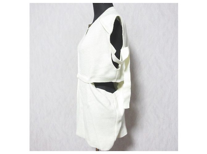 Autre Marque PUBLIC TOKYO Strickweste-Set mit Seitenschlitzen Weiß - Ansicht 4