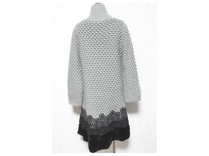 Autre Marque Manoush Strickkleid mit Häkeloptik und hohem Ausschnitt Braun - Ansicht 2
