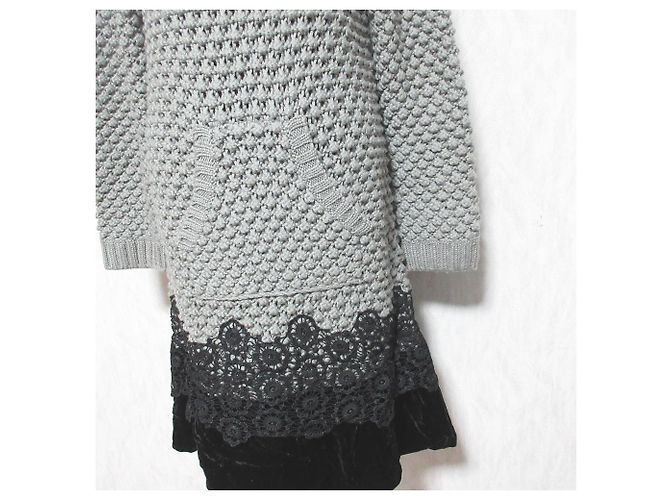 Autre Marque Manoush Strickkleid mit Häkeloptik und hohem Ausschnitt Braun - Ansicht 5