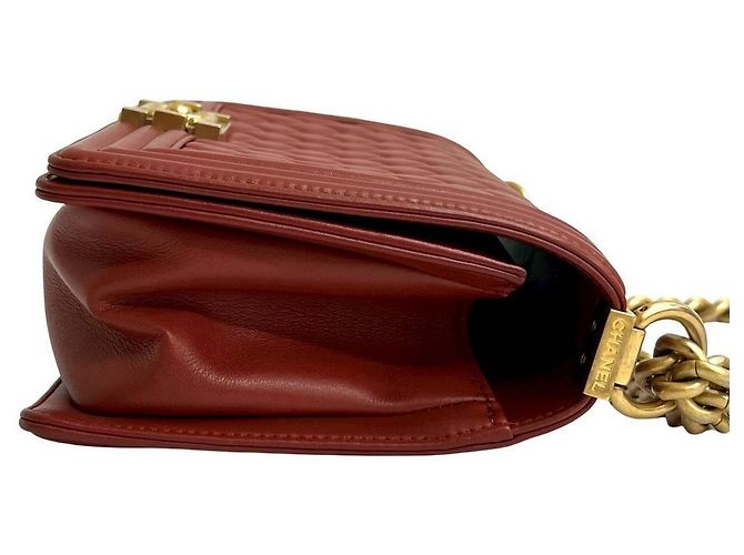 Borsa a tracolla CHANEL Boy Chanel in agnello Rosso - vista 7