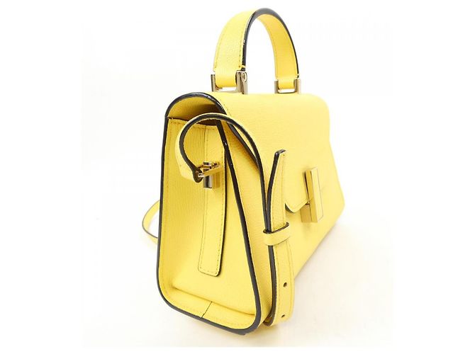 Borsa Valextra ISIDE in pelle di vitello morbida Giallo - vista 2