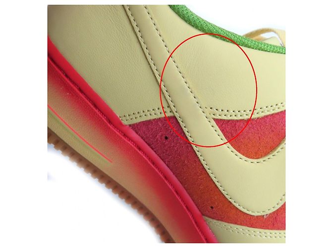 Autre Marque Nike Air Force 1 Wildleder-Sneaker Grün Orange Gelb - Ansicht 10