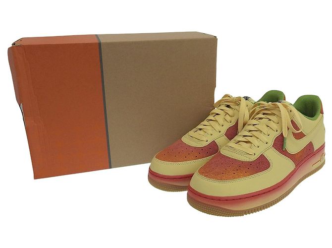 Autre Marque Nike Air Force 1 Wildleder-Sneaker Grün Orange Gelb - Ansicht 2