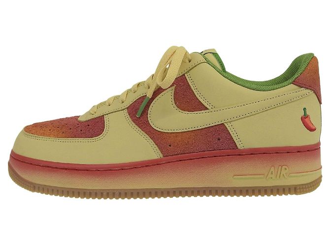 Autre Marque Nike Air Force 1 Wildleder-Sneaker Grün Orange Gelb - Ansicht 3