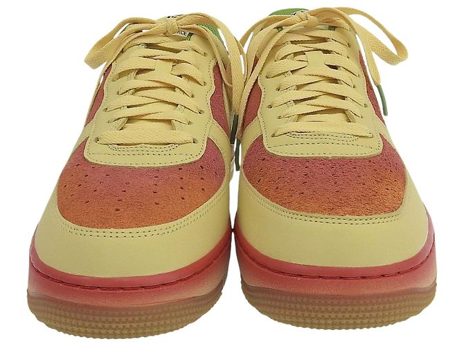 Autre Marque Nike Air Force 1 Wildleder-Sneaker Grün Orange Gelb - Ansicht 4
