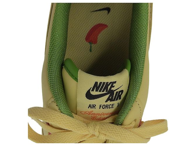 Autre Marque Nike Air Force 1 Wildleder-Sneaker Grün Orange Gelb - Ansicht 8