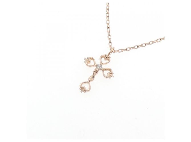 Autre Marque Collana in oro rosa K10 e diamanti - vista 3