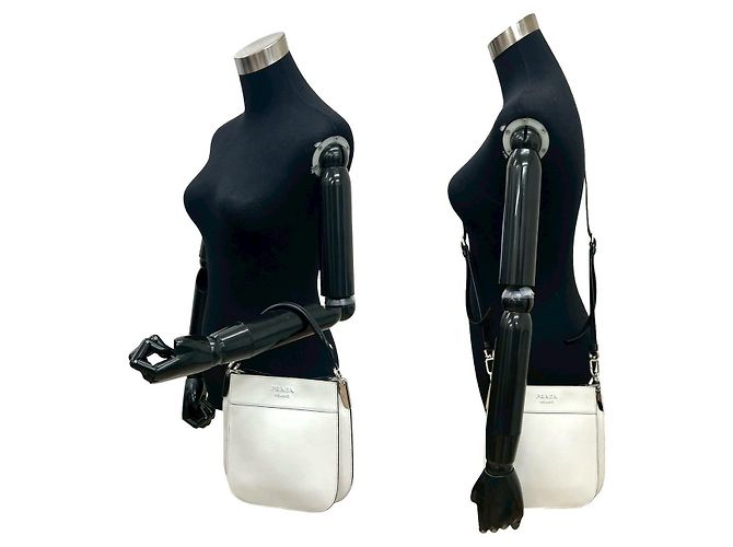 Bolso 2way de cuero Prada Negro Blanco - vista 3