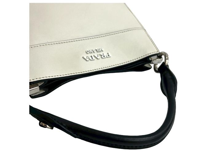 Bolso 2way de cuero Prada Negro Blanco - vista 5