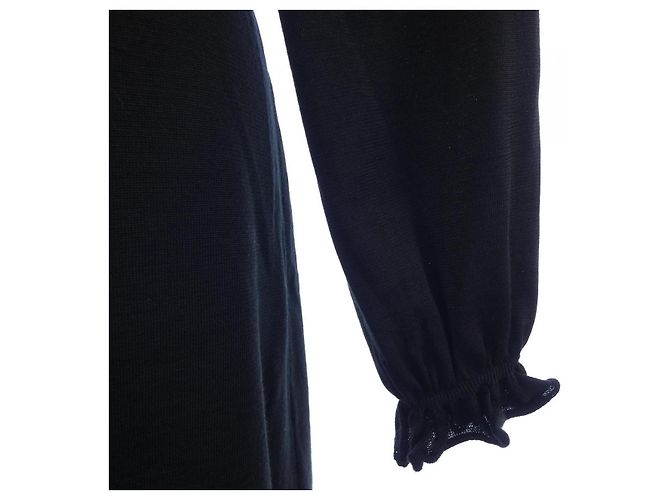 Chanel Seiden-Kaschmir-Kleid Schwarz - Ansicht 7