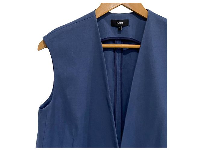 Chaleco STRETCH OXFORD sin cuello Theory Azul - vista 2