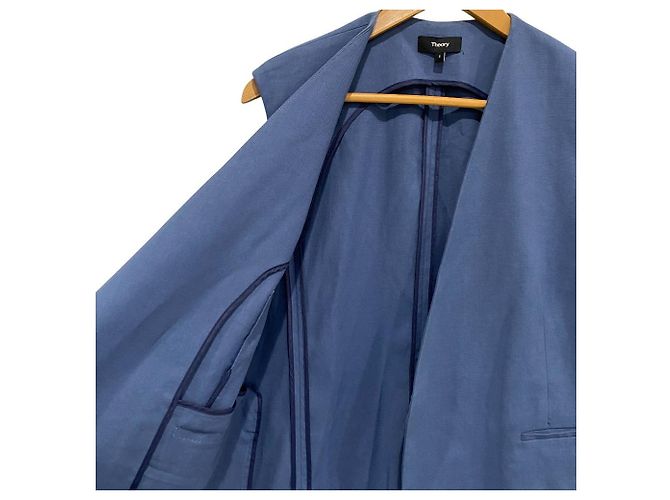 Chaleco STRETCH OXFORD sin cuello Theory Azul - vista 3