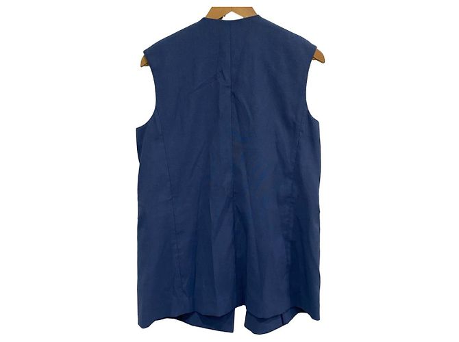 Chaleco STRETCH OXFORD sin cuello Theory Azul - vista 4