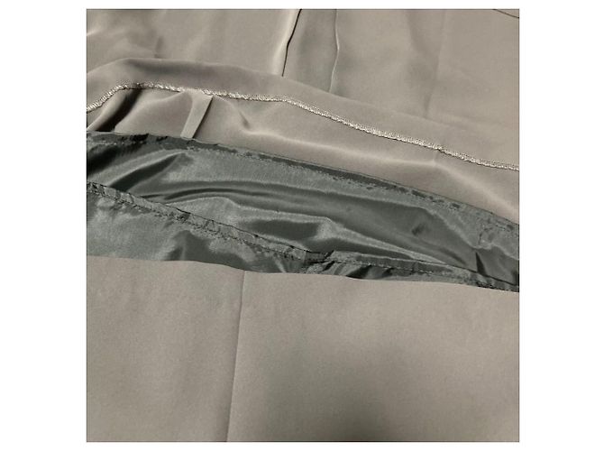 Autre Marque Langes Kleid Blanc Bleu Minuit Grün Olivgrün - Ansicht 5