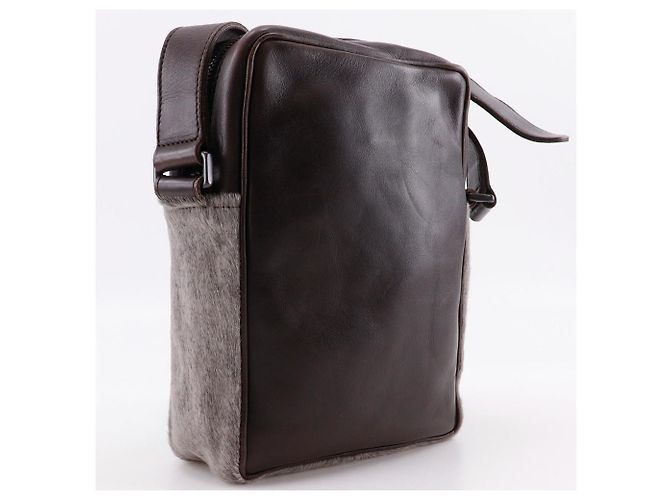 Borsa a tracolla 2way in pelo di vitello e pelle di vitello Bottega Veneta Marrone - vista 3