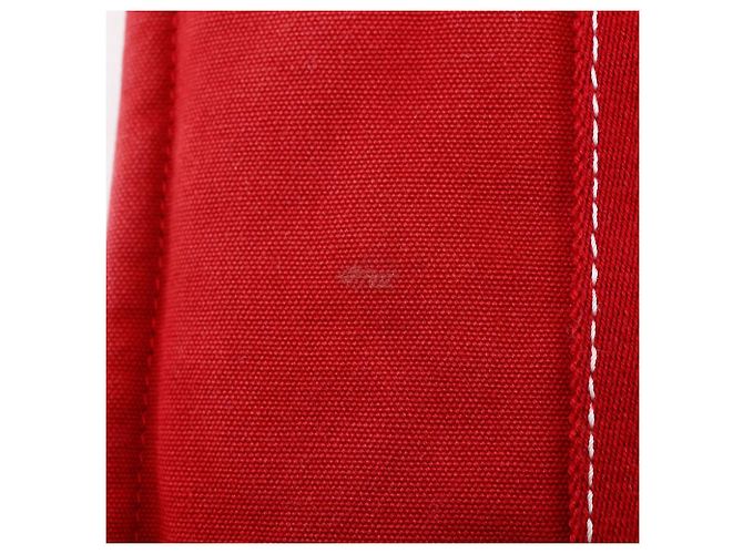 Hermès Borsa in tela Hermes DeauvillePM Rosso - vista 11