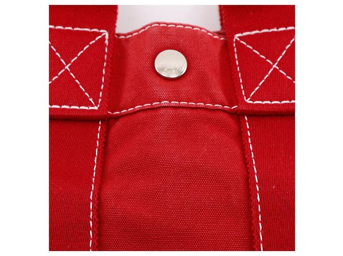 Hermès Borsa in tela Hermes DeauvillePM Rosso - vista 12