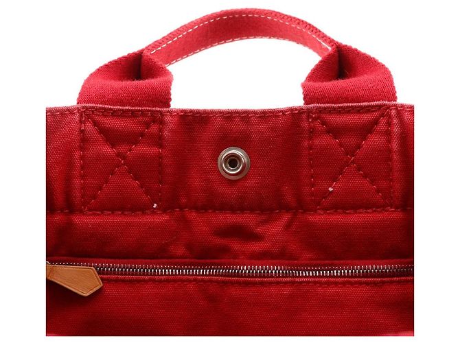 Hermès Borsa in tela Hermes DeauvillePM Rosso - vista 13