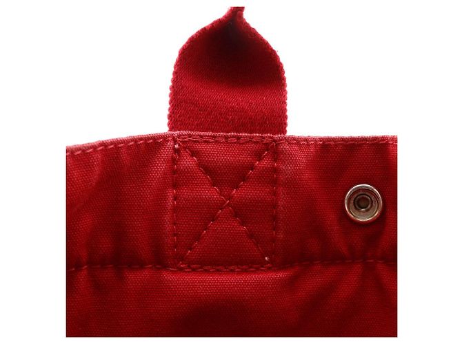 Hermès Borsa in tela Hermes DeauvillePM Rosso - vista 14