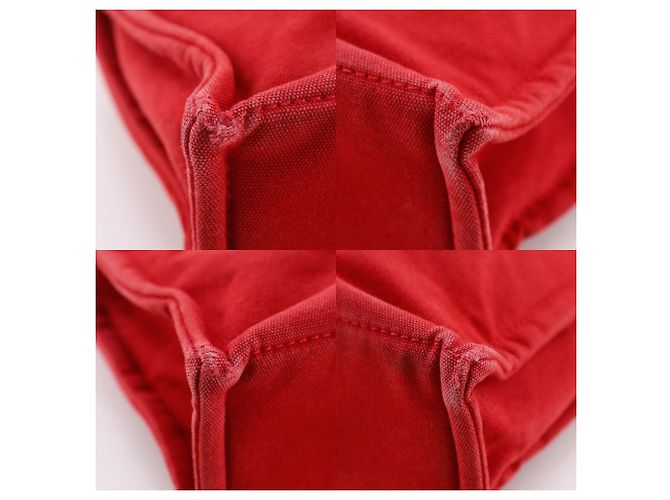 Hermès Borsa in tela Hermes DeauvillePM Rosso - vista 4