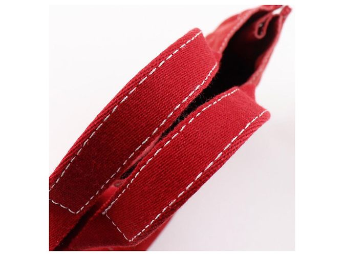 Hermès Borsa in tela Hermes DeauvillePM Rosso - vista 5