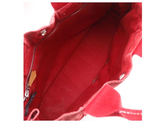 Hermès Borsa in tela Hermes DeauvillePM Rosso - vista 6