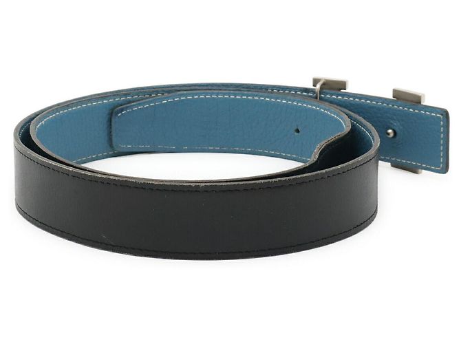 Cintura Hermès H Togo Box Calf Nero Blu - vista 2