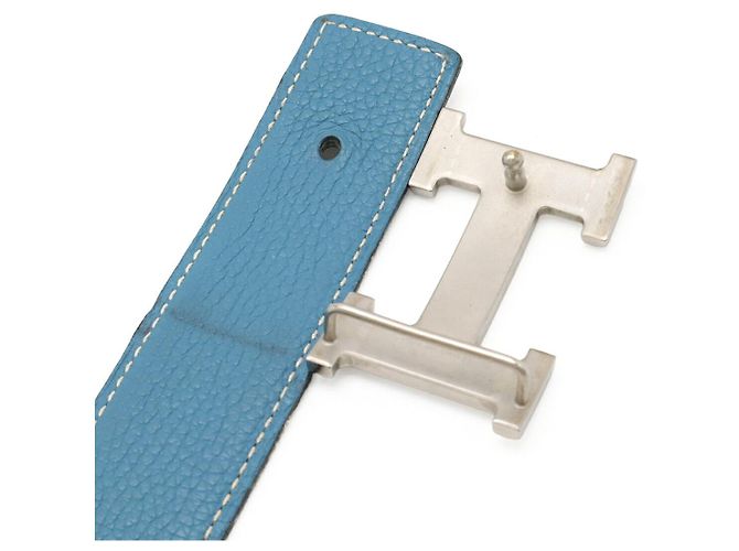 Cintura Hermès H Togo Box Calf Nero Blu - vista 4