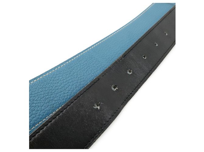 Cintura Hermès H Togo Box Calf Nero Blu - vista 6