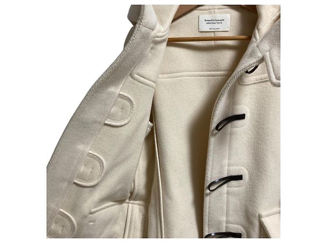 Autre Marque beautiful people Duffle Coat Abrigo de Lana Blanco Blanco roto - vista 3
