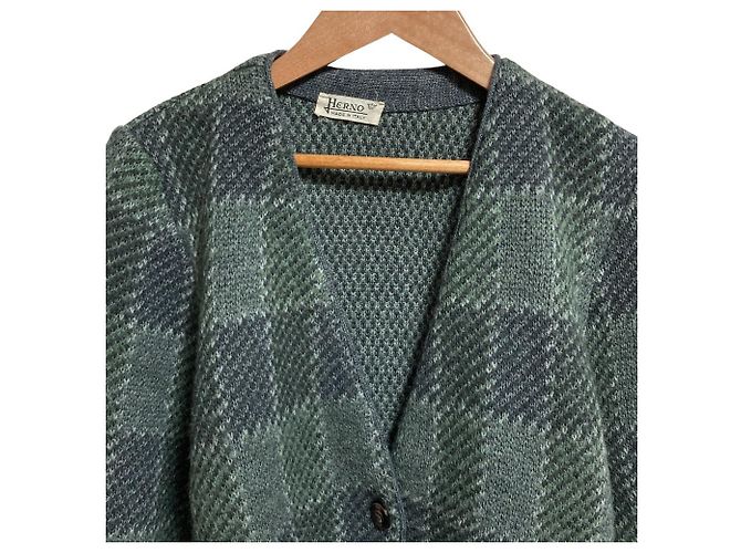 Autre Marque Cárdigan de punto de lana Herno Verde - vista 4