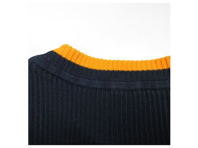 Autre Marque 3.1 Phillip Lim Rippstrick-Oberteil mit Plisseeärmeln Blau Marineblau - Ansicht 12