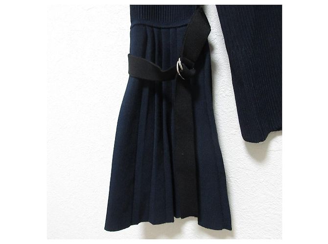 Autre Marque 3.1 Phillip Lim Rippstrick-Oberteil mit Plisseeärmeln Blau Marineblau - Ansicht 5