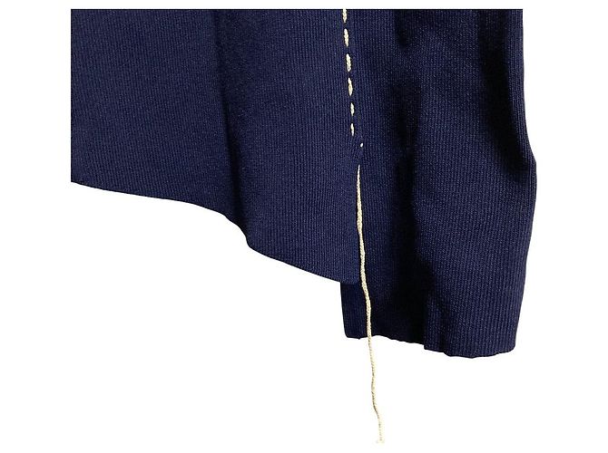 Autre Marque Asymmetrischer Rippstrickpullover RUMCHE Blau Marineblau - Ansicht 3