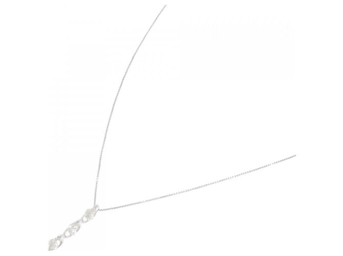 Autre Marque Au750 Weißgold Drei-Steine-Diamantkette Silber - vista 2