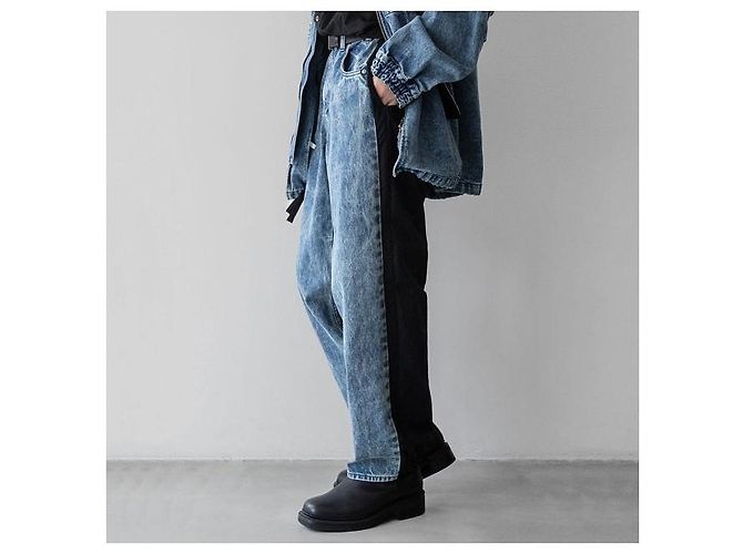 Autre Marque Jeans de denim con combinación de nylon y lavado químico stein Azul - vista 3