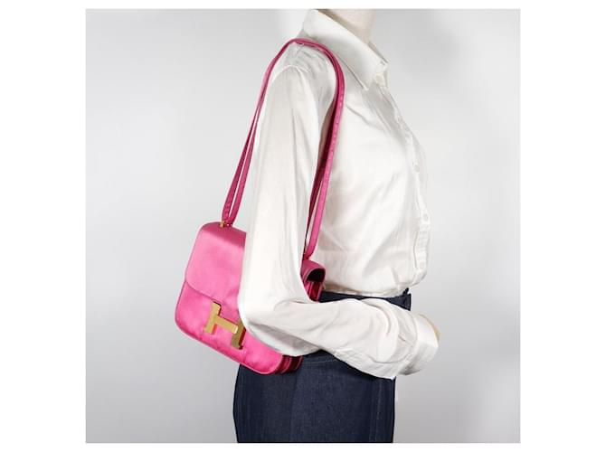 Hermès Borsa a tracolla in seta Hermes ConstanceMini18 Rosa Gold hardware - vista 19
