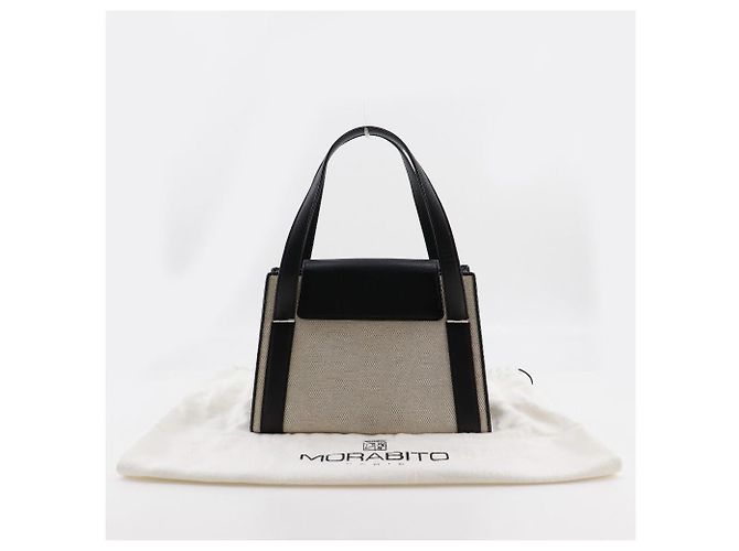 Autre Marque Borsa Tote 2way in tela e vitello MORABITO Nero Grigio - vista 18