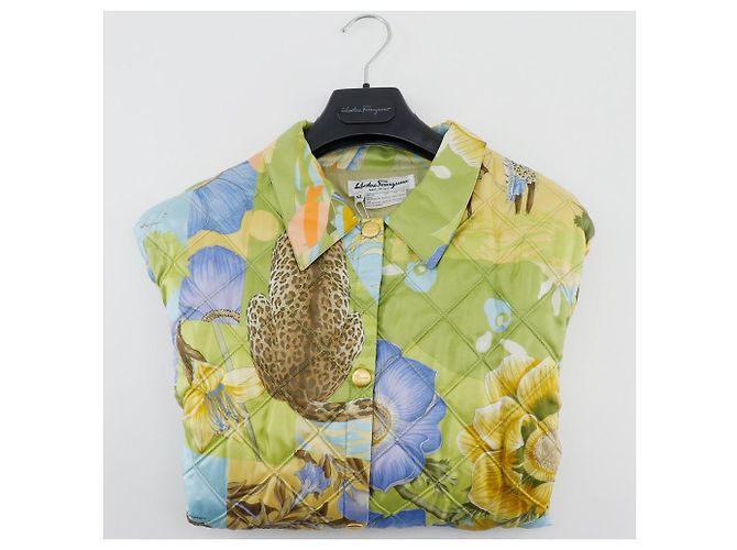 Prenda de exterior de seda acolchada Salvatore Ferragamo Amarillo - vista 18