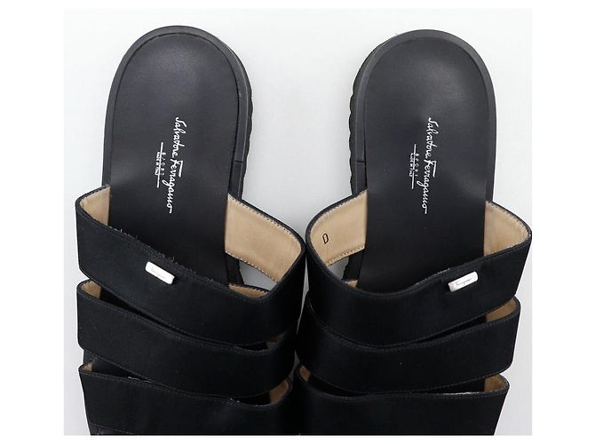 Mule in raso Salvatore Ferragamo Nero - vista 6
