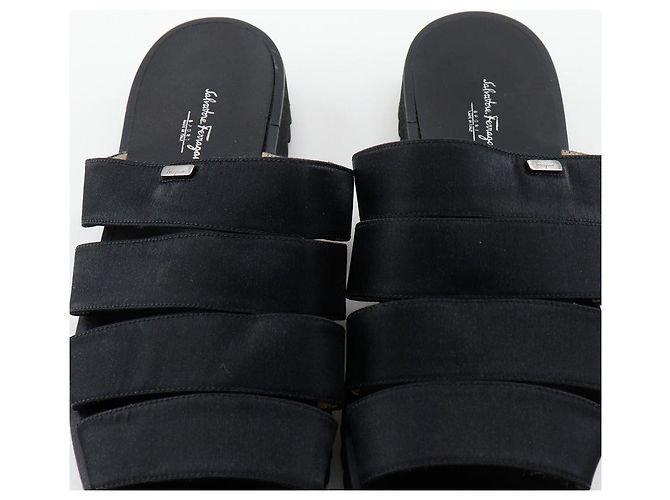 Mule in raso Salvatore Ferragamo Nero - vista 7
