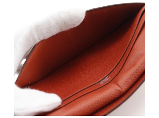Portafoglio lungo Hermès Béarn in Veau Epsom Arancione - vista 10