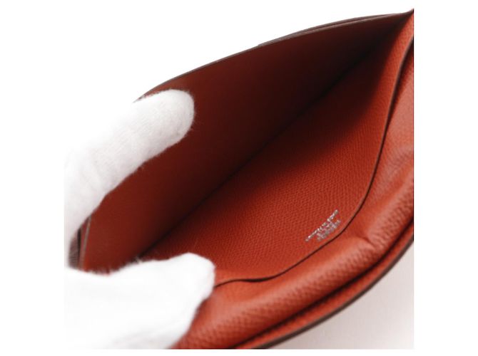 Portafoglio lungo Hermès Béarn in Veau Epsom Arancione - vista 11