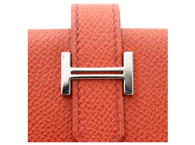 Portafoglio lungo Hermès Béarn in Veau Epsom Arancione - vista 12