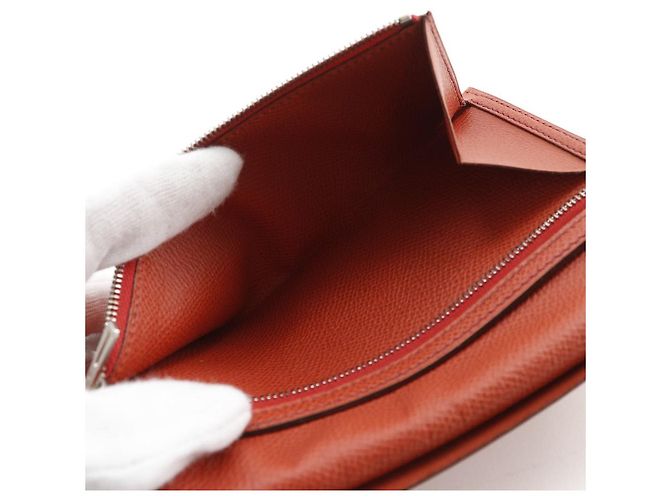Portafoglio lungo Hermès Béarn in Veau Epsom Arancione - vista 8