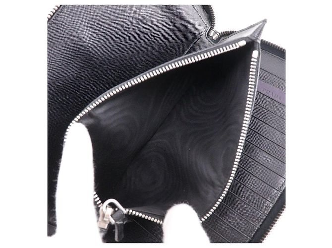 Portafoglio lungo organizer Prada Saffiano Nero - vista 7