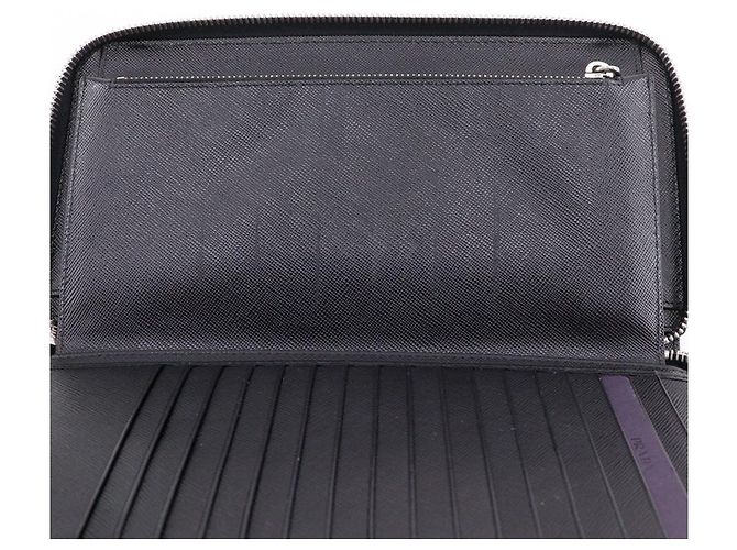 Portafoglio lungo organizer Prada Saffiano Nero - vista 9